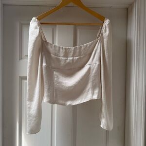 Wilfred Cream Square-Neck Long-Sleeve Blouse